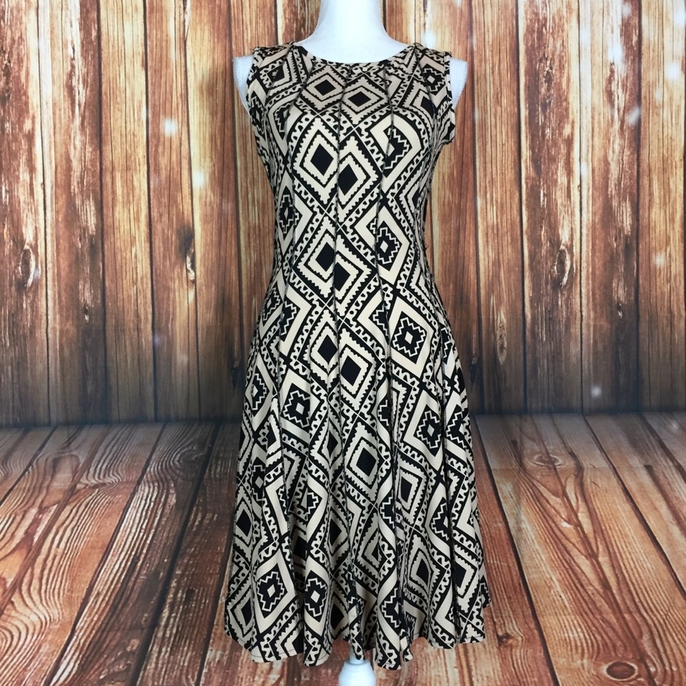 Haani Aztec Sleeveless Visible Seam Skater Dress